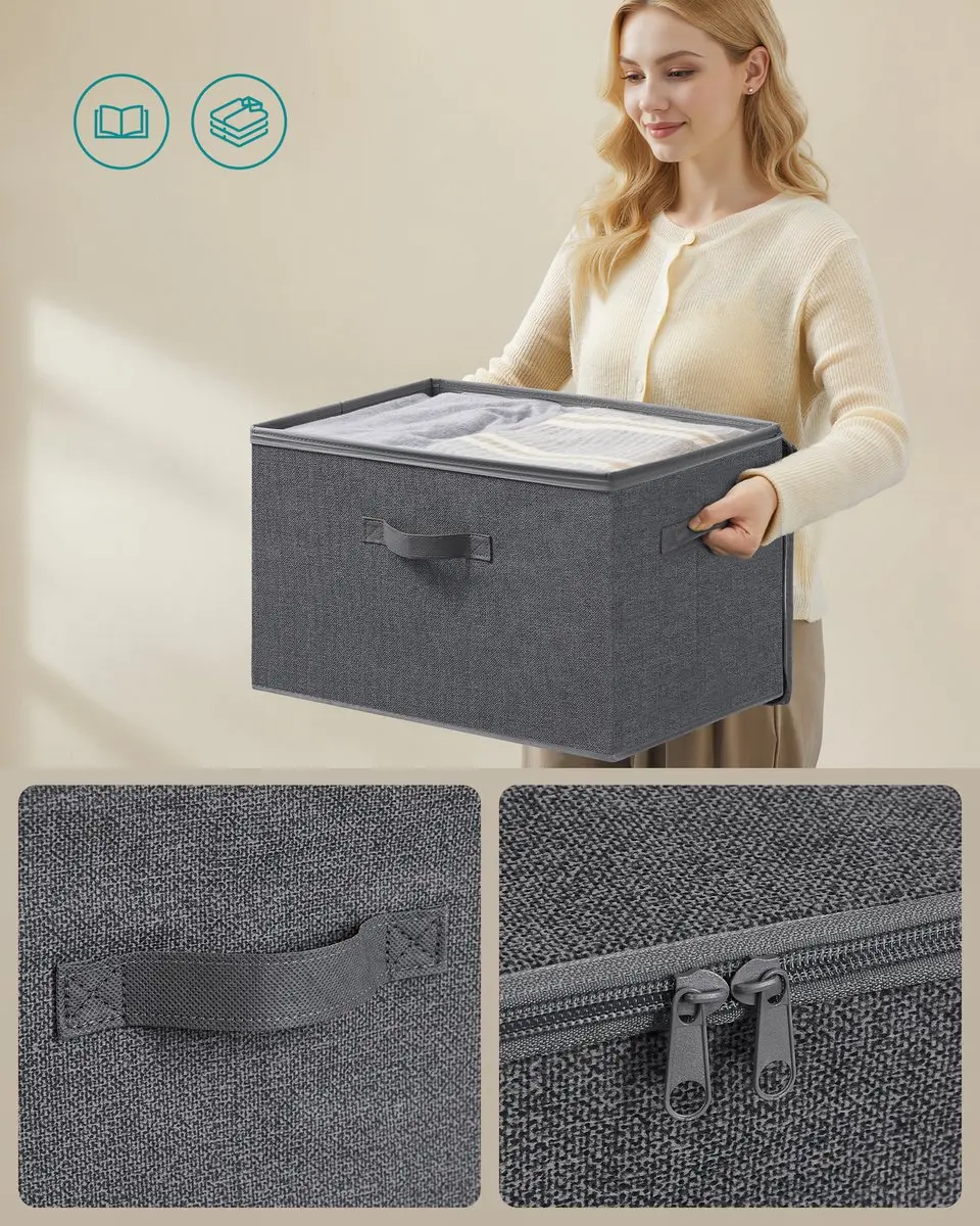 Songmics Opbergbox Set 3 Stuks - 45L - Schiefergrijs