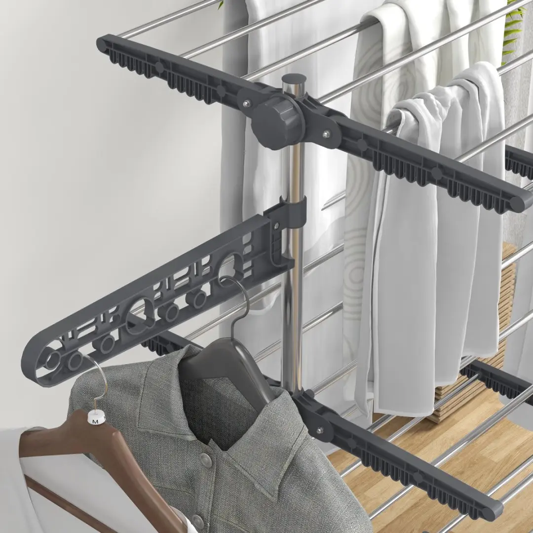 Homcom Wäscheständer Edelstahl 142x55x172cm - Grijs