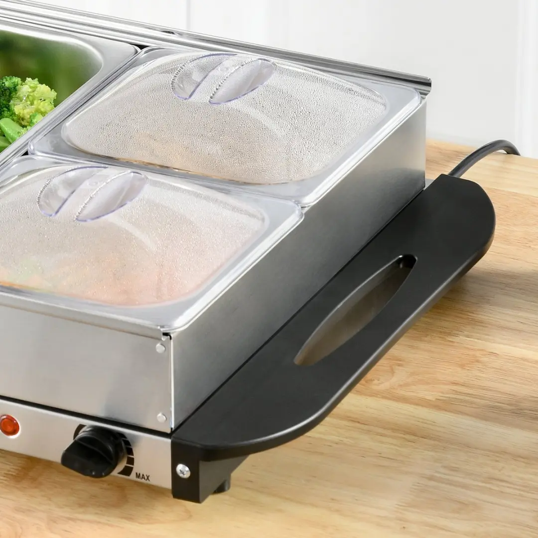 HOMCOM-Buffetwärmer-Edelstahl-64L x 36,4B x 14H cm-Silber