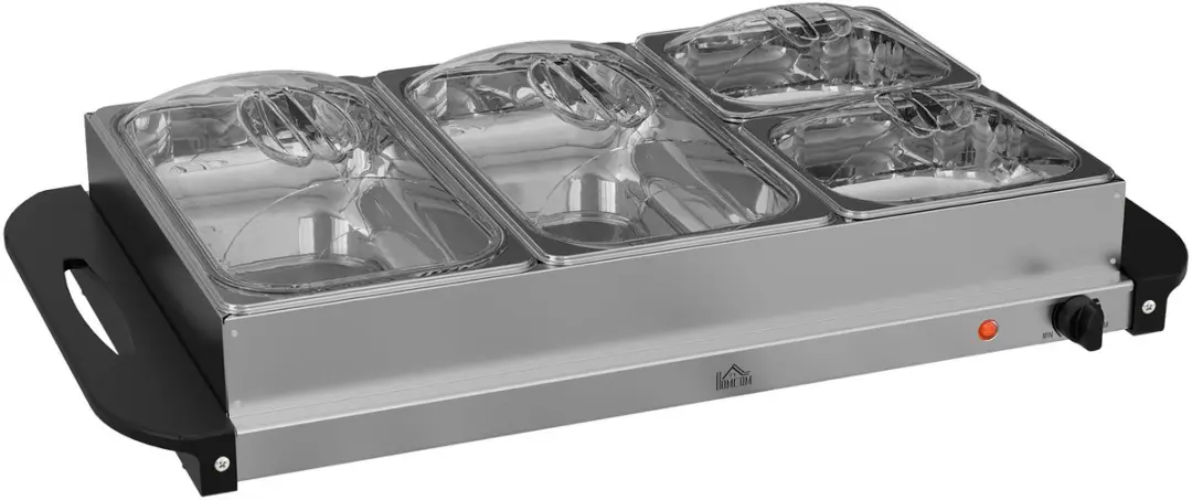 HOMCOM-Buffetwärmer-Edelstahl-64L x 36,4B x 14H cm-Silber