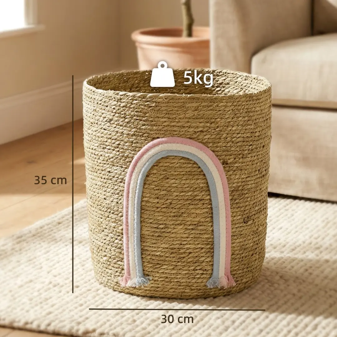 Homcom Opbergmand Zeegras Natuurlijk 30x30x35cm - afbeelding 6 van 6
