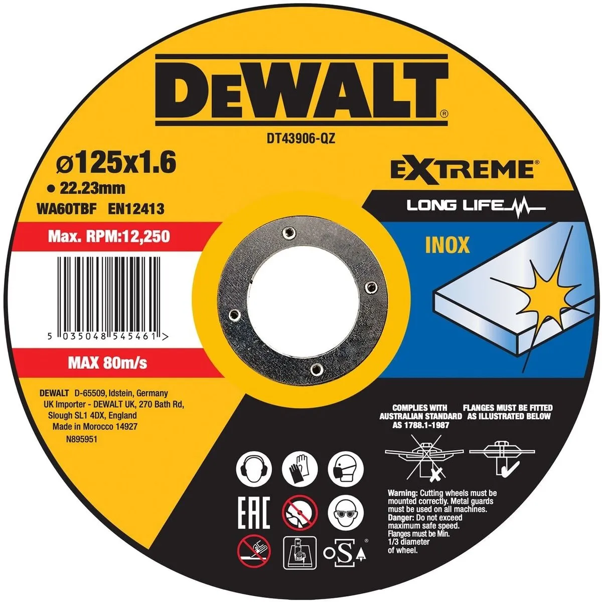 DeWalt DT43906 Doorslijpschijf RVS 125mm