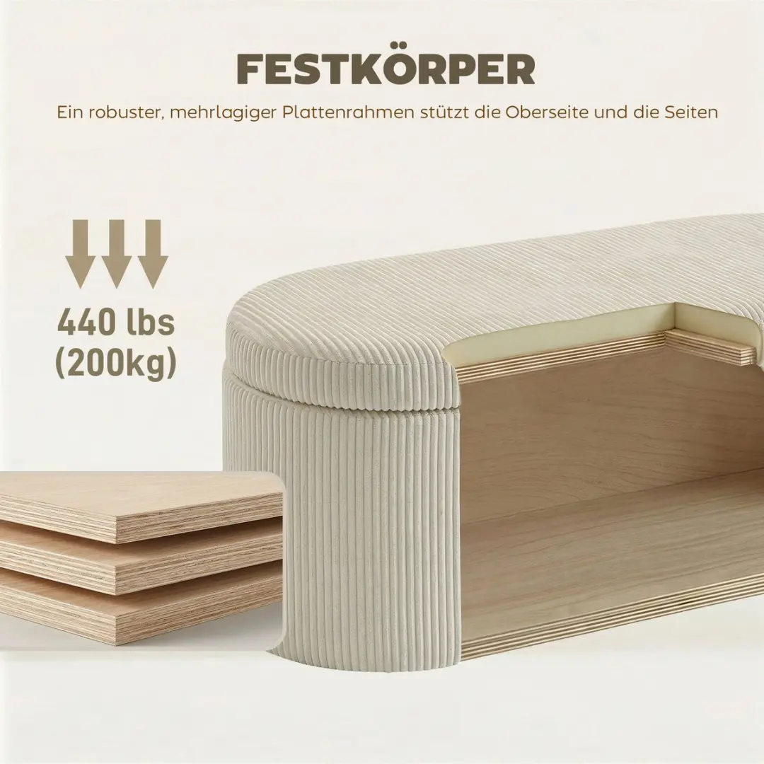 Homcom Opbergottoman Beige - 128.9L