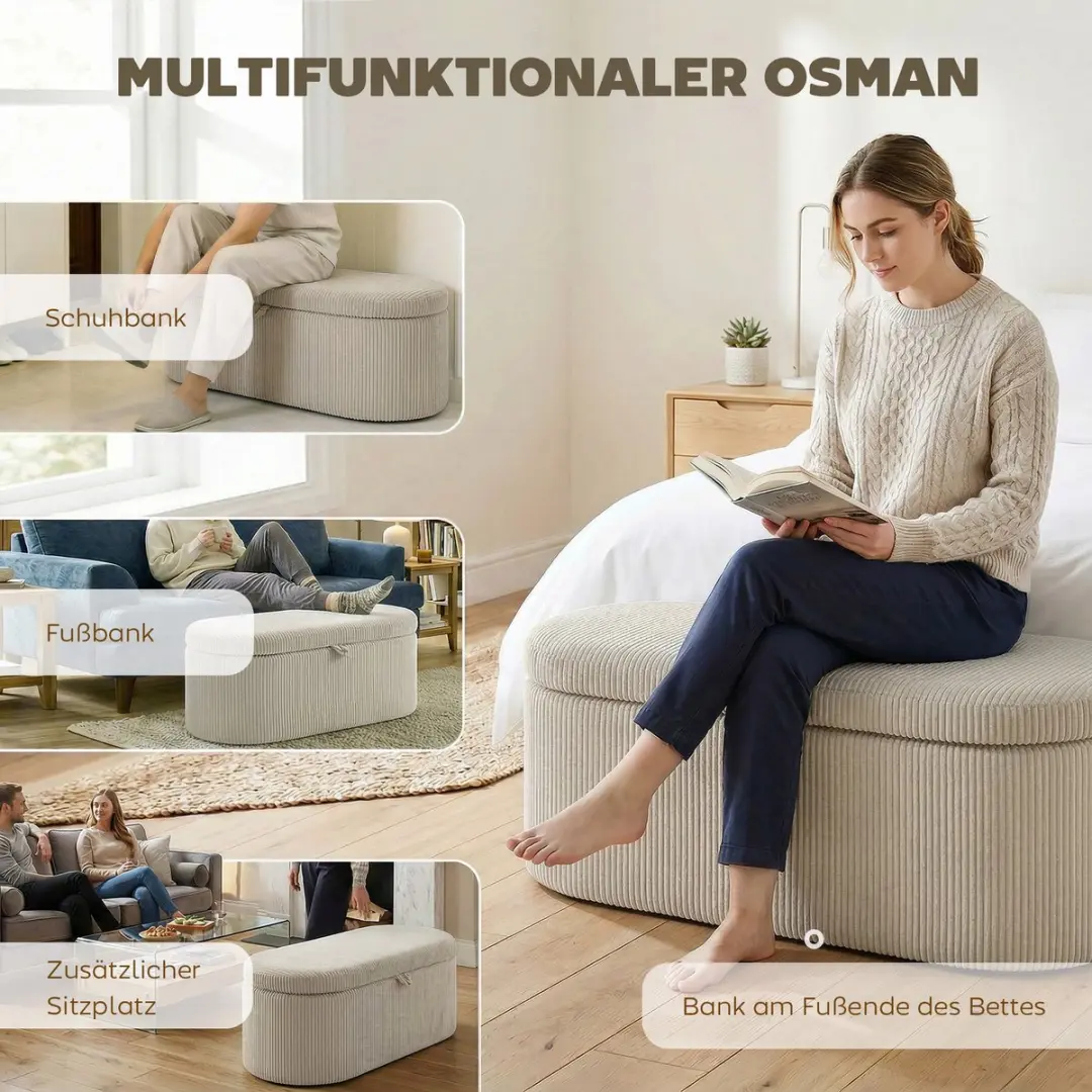 Homcom Opbergottoman Beige - 128.9L