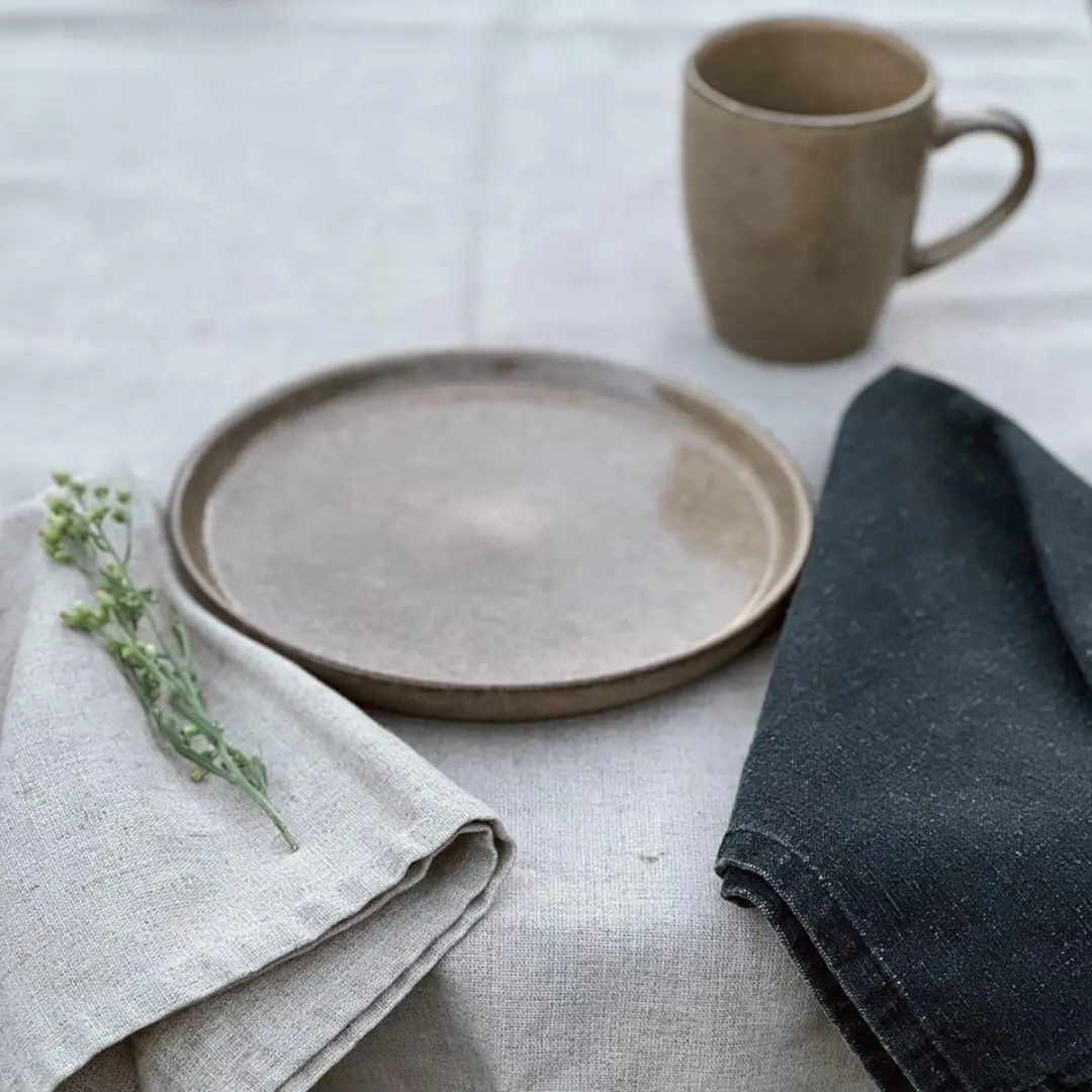 Dutch Rose Linen Servetten katoen en linnen - 45x45cm - Grijs