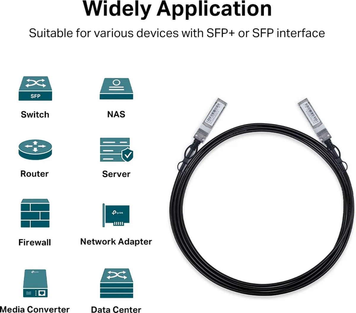 TP-Link TL-SM5220-3M Glasvezelkabel SFP+ DAC - 3m - Zwart