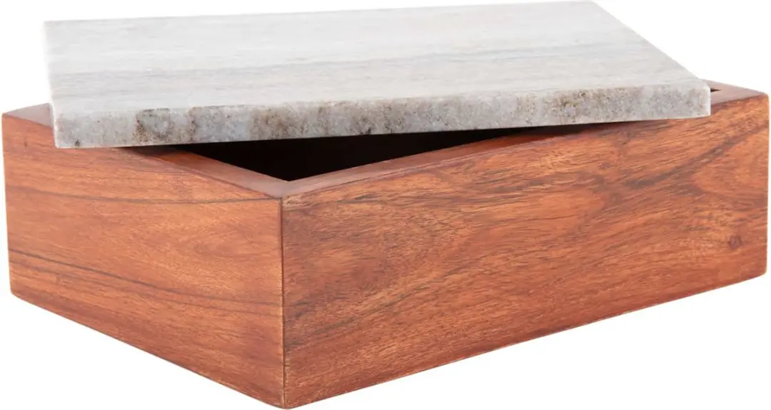 Present Time Acacia Storage Box - 20x15x7.5cm - Bruin