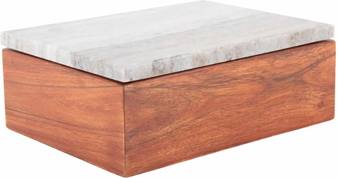 Present Time Acacia Storage Box - 20x15x7.5cm - Bruin