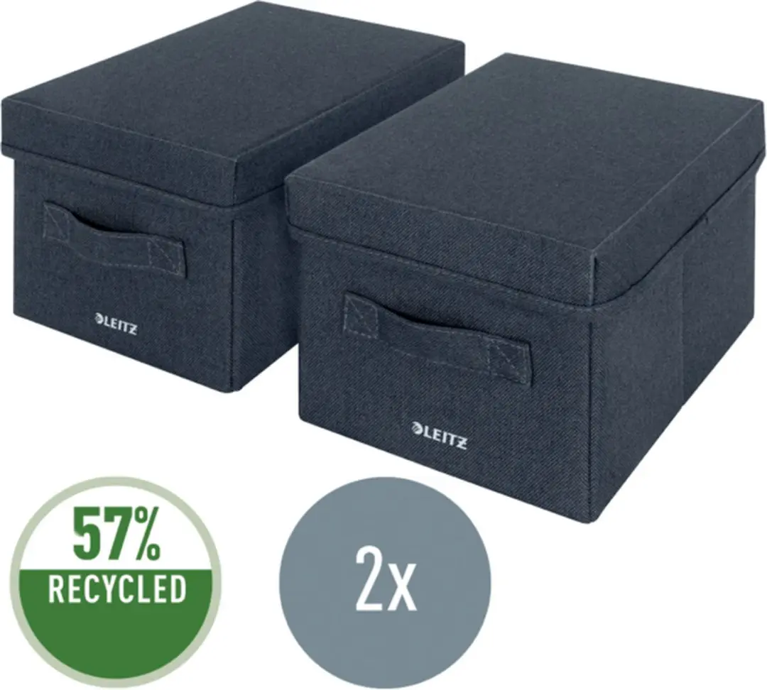 Leitz Stoffen Opbergdoos Klein - 8.5L - Fluweelgrijs - 2 Stuks