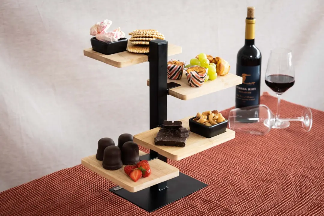 Gusta Serveertoren - 4 Bamboe Planken - Bruin/Zwart - afbeelding 6 van 6