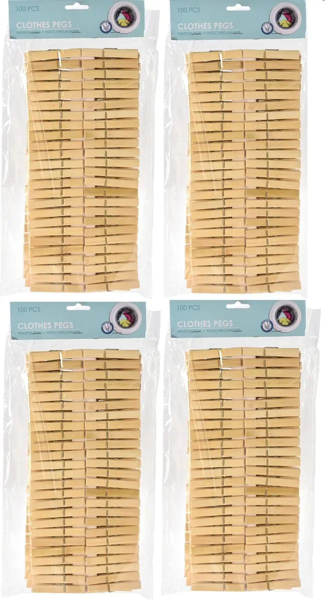 Excellent Houseware Wasknijpers Bamboe 400 Stuks