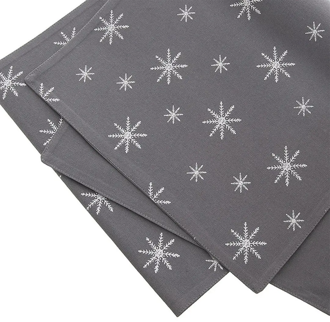 Orion PŁATEK Tafelkleed 130x32cm - Grijs Sneeuwvlokmotief