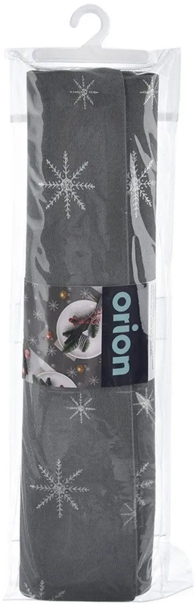 Orion PŁATEK Tafelkleed 130x32cm - Grijs Sneeuwvlokmotief