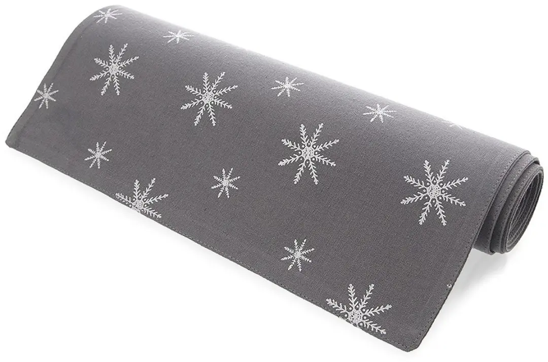 Orion PŁATEK Tafelkleed 130x32cm - Grijs Sneeuwvlokmotief