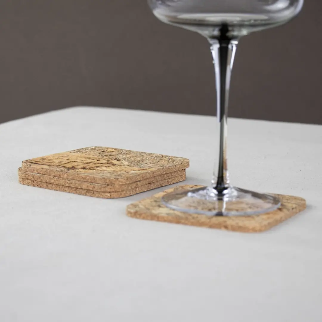 Liga Natural Cork Onderzetter Vierkant - 4 Stuks
