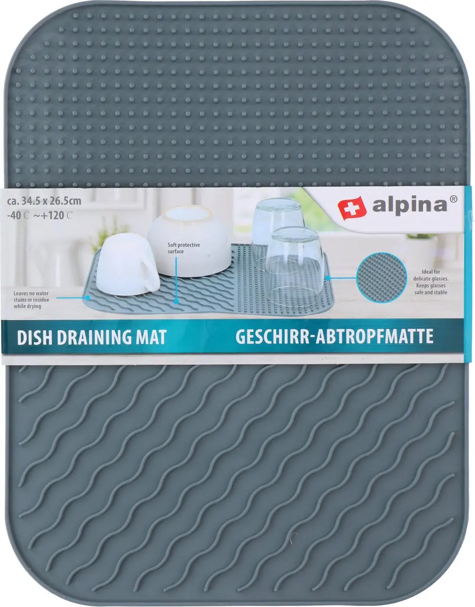 Alpina Afdruipmat Siliconen Grijs 34x26cm