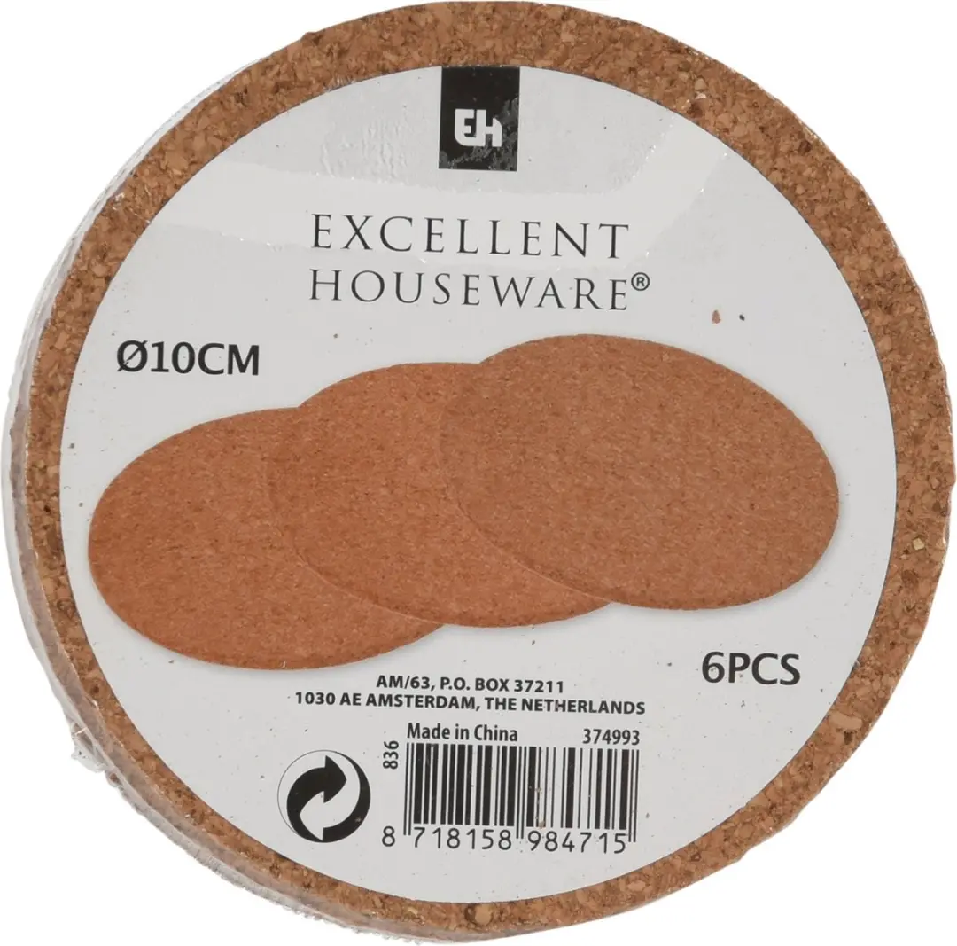 Excellent Houseware Onderzetters - 18 Stuks - Kurk Ø10cm