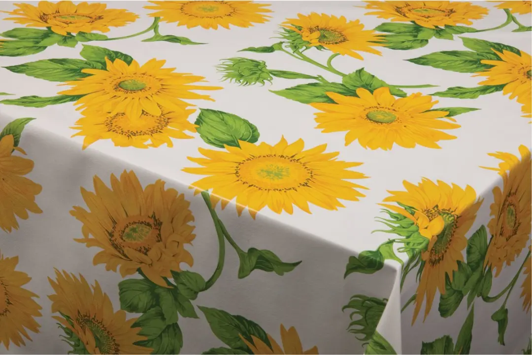 Bellatio Design Tafelzeil Zonnebloemen Print - 140x220cm - Wit