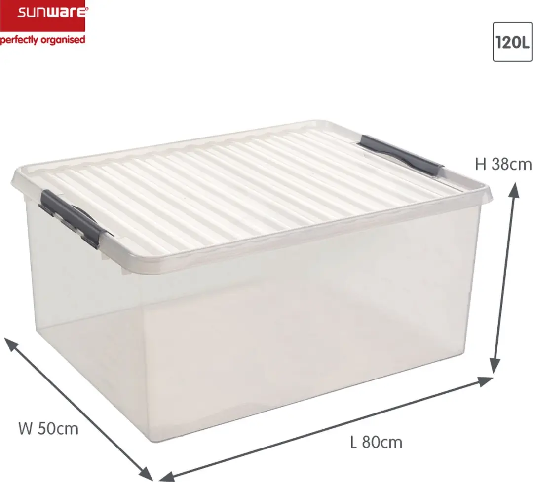 Sunware Q-Line Opbergbox 120L - 80x50x38cm - Grijs