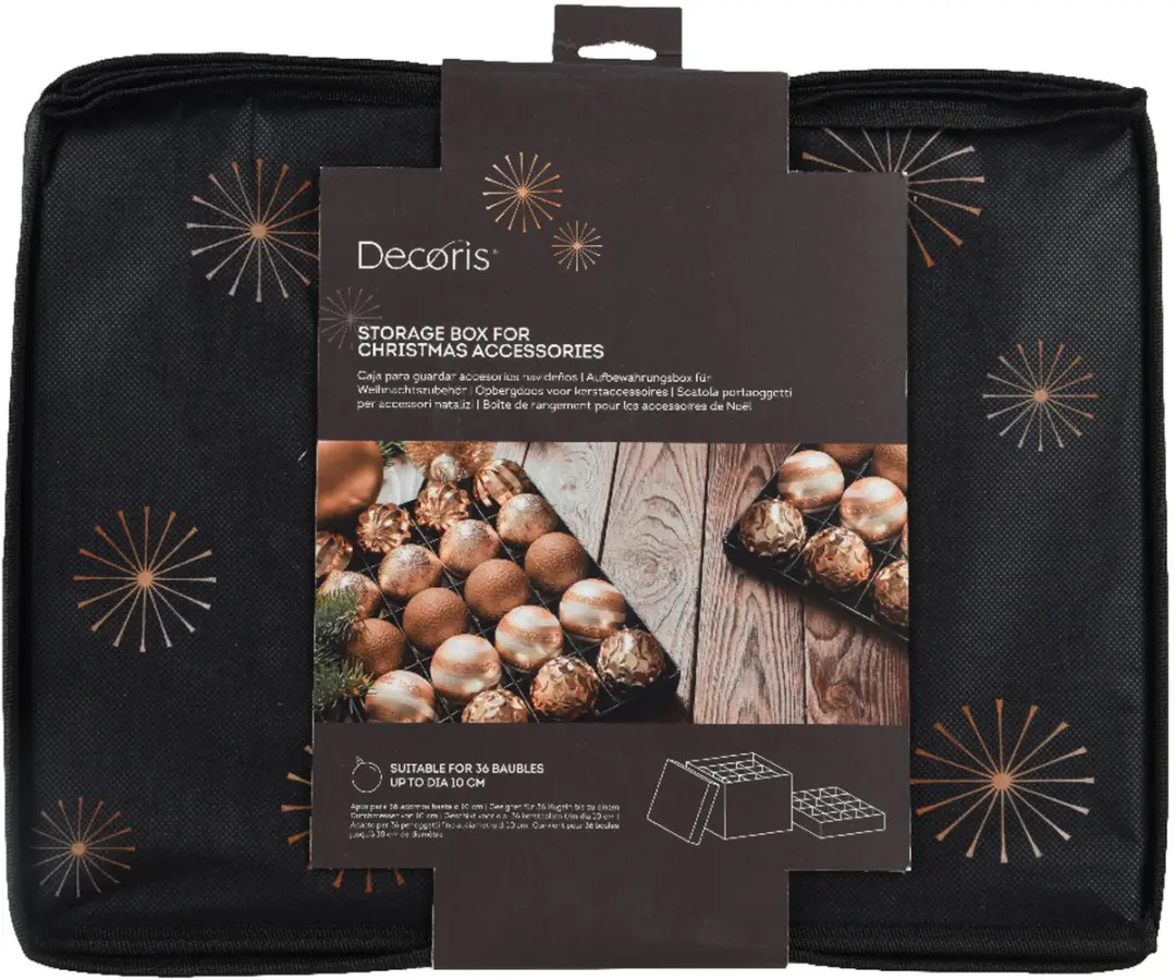 Decoris Kerstballen Opbergbox - 40.7L - Zwart