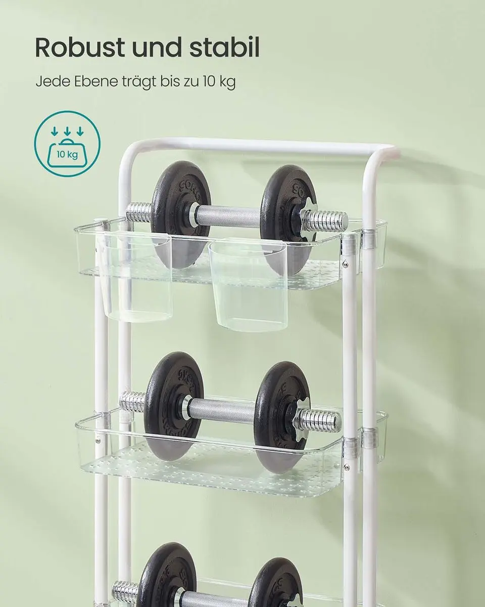 Songmics Trolley 3-niveaus Transparant/Wit