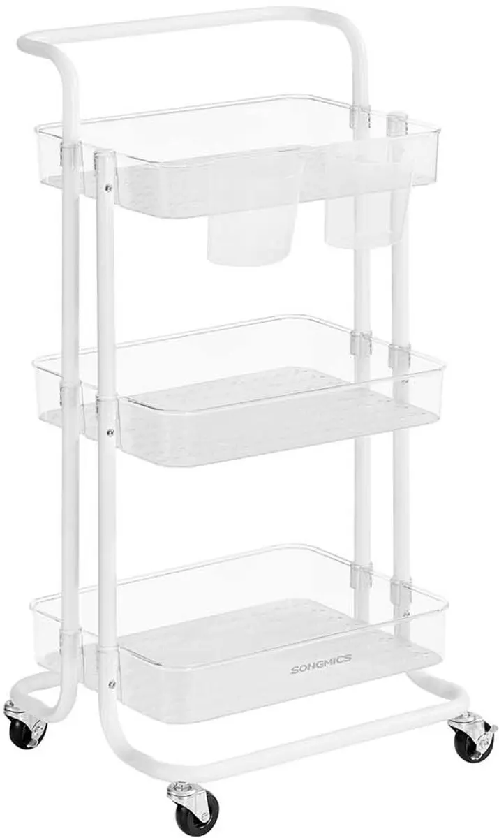 Songmics Trolley 3-niveaus Transparant/Wit
