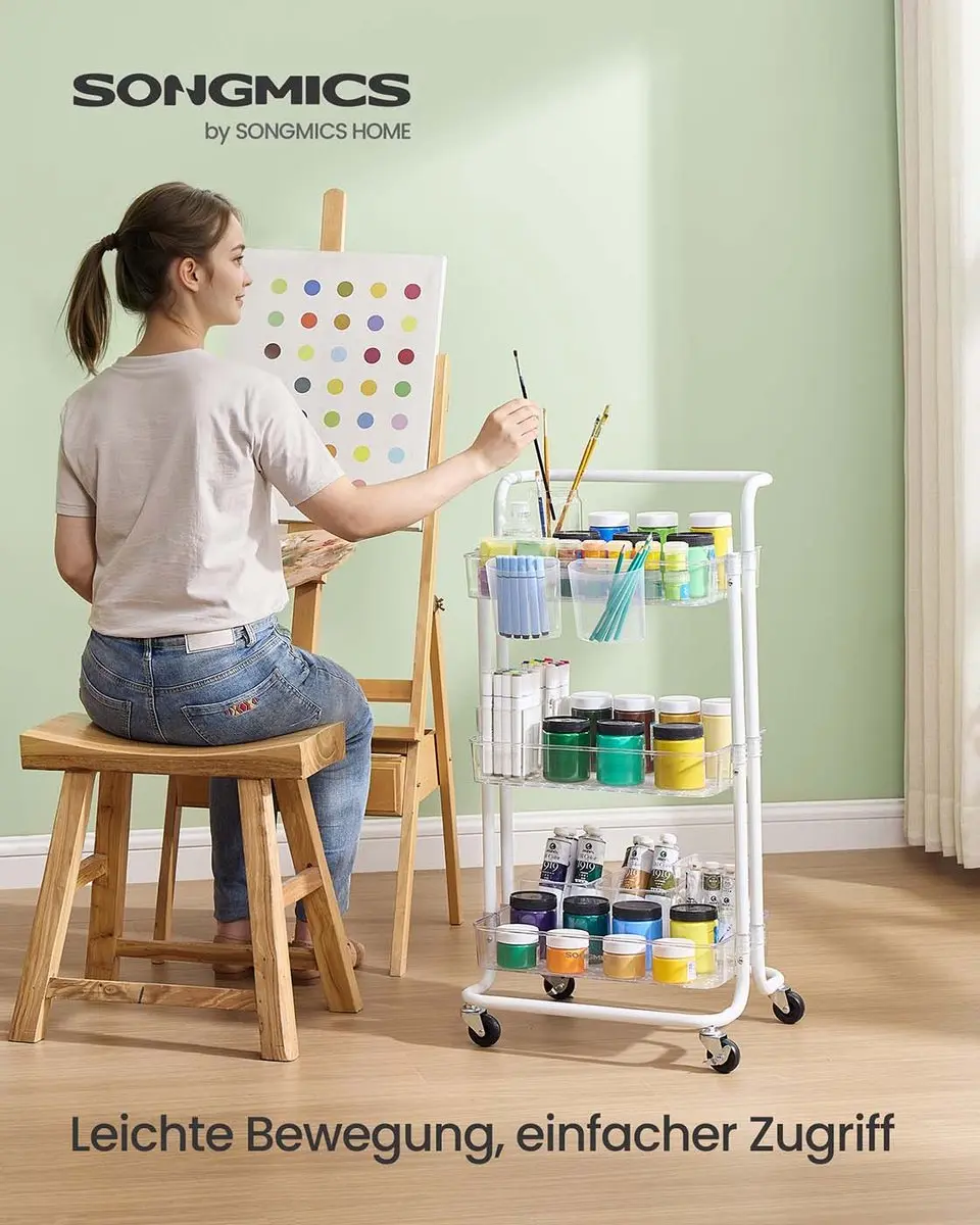 Songmics Trolley 3-niveaus Transparant/Wit