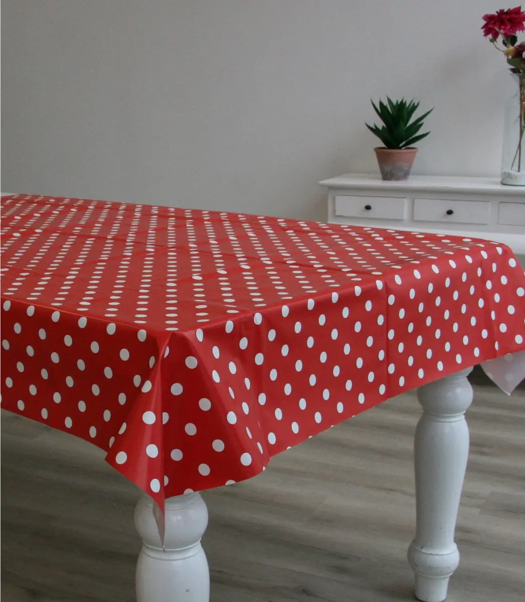 Bellatio Design Tafelzeil Rood met Witte Stippen 140x220cm