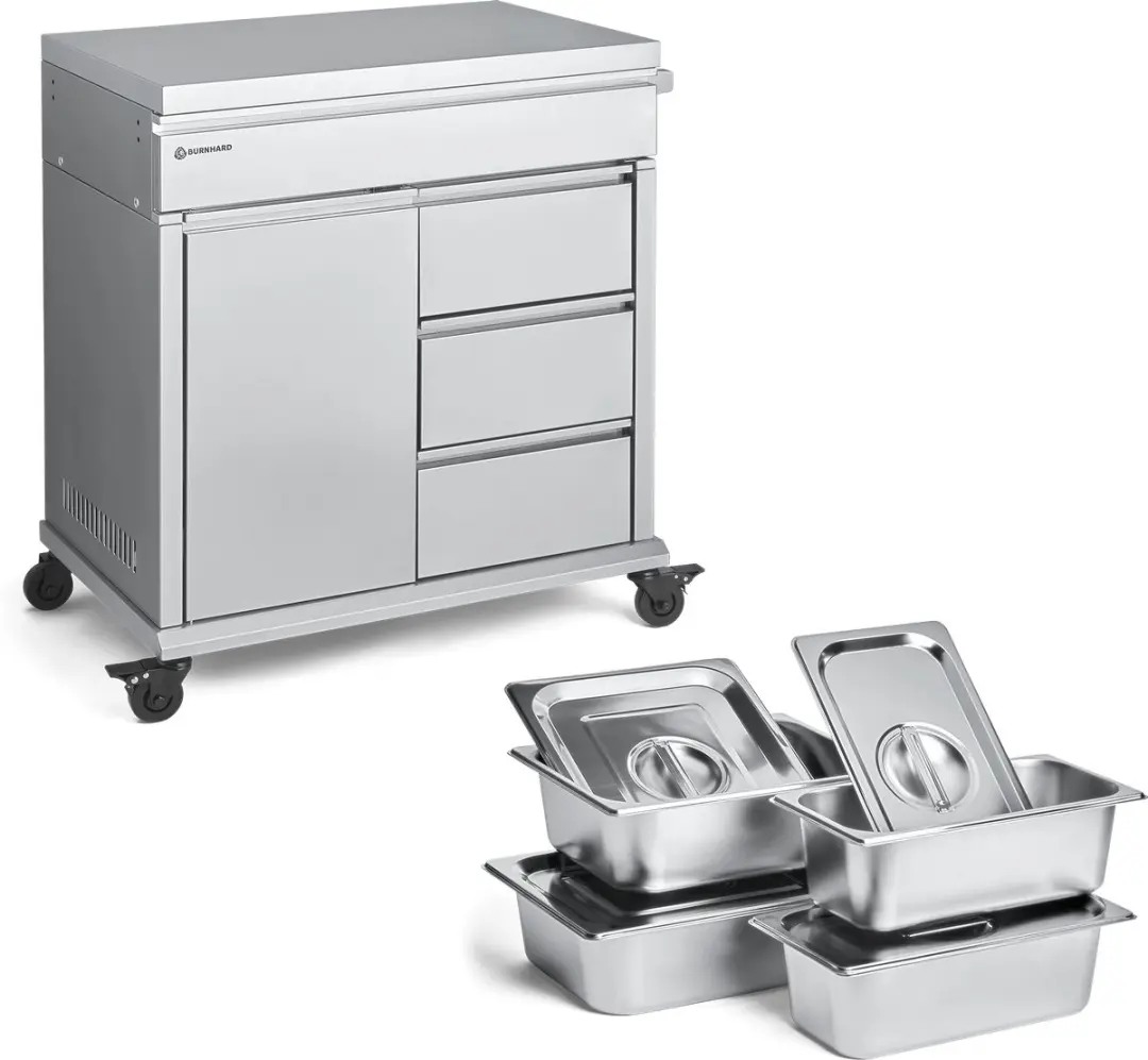 Burnhard RVS Grill Trolley met Voedselcontainer Set
