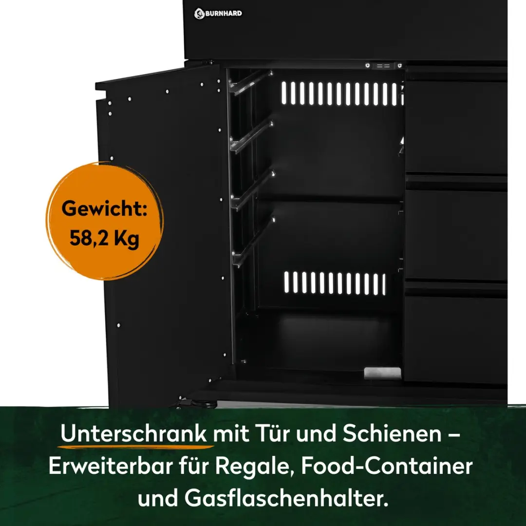 Burnhard RVS Grill Trolley met Voedselcontainer Set - 5-delig