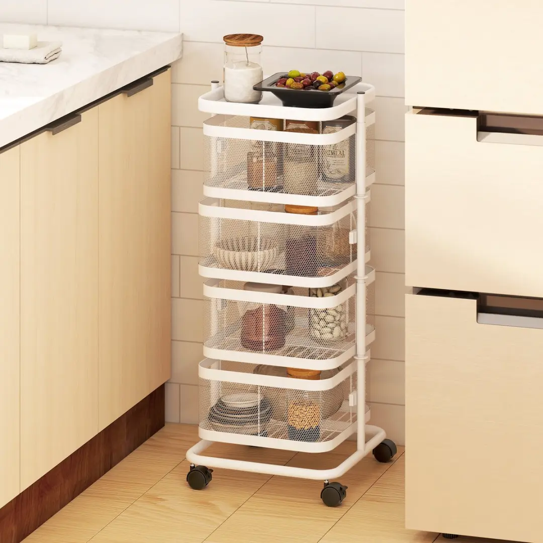 Homcom Utility Cart 850-184V00WT - Staal 33x33x77cm - Wit