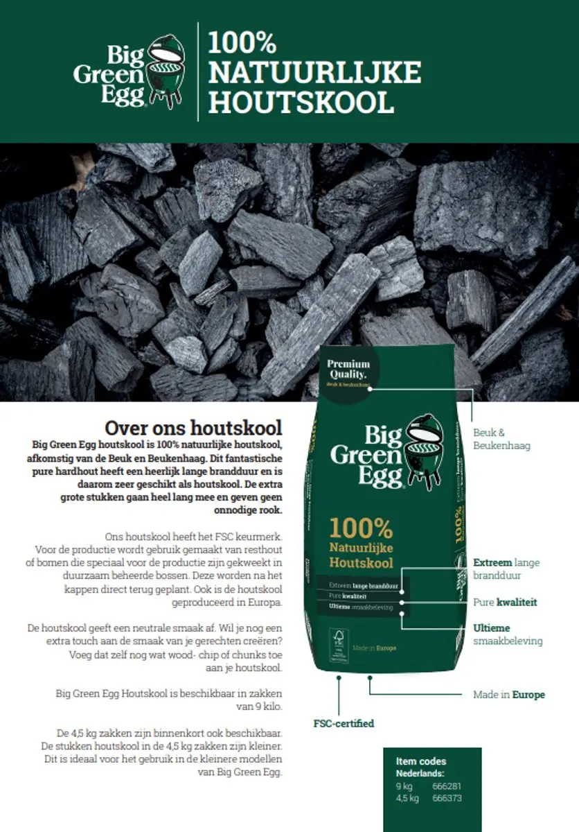 Big Green Egg Houtskool Europa 9kg - afbeelding 6 van 6