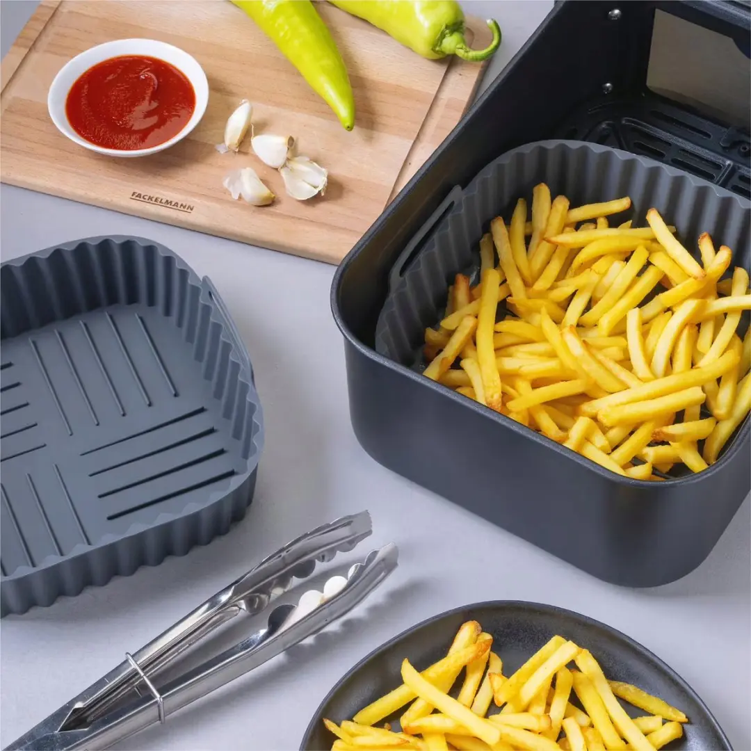 Fackelmann Siliconen Airfryer Inzetstuk 19x19cm - Grijs