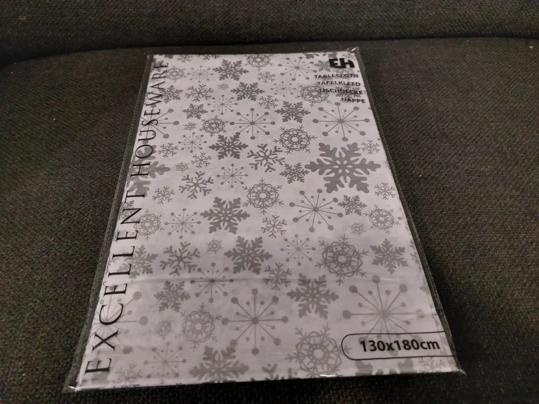 Excellent Houseware Kerst Tafelkleed 180x130cm - Wit/Zilver