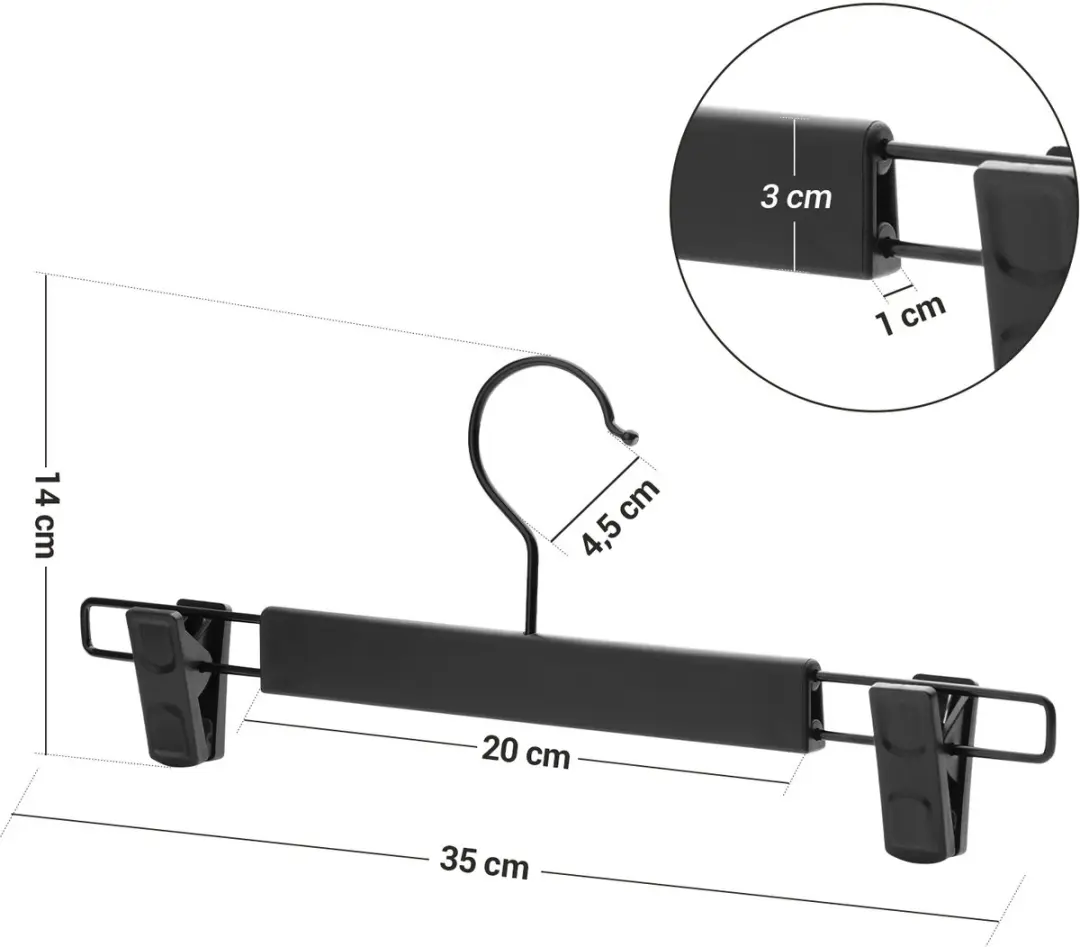 Songmics Kledinghangers Set 12 Stuks - 360° Draaibare Haak - Zwart - afbeelding 3 van 6