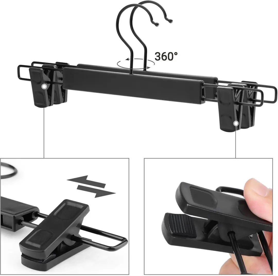 Songmics Kledinghangers Set 12 Stuks - 360° Draaibare Haak - Zwart - afbeelding 4 van 6
