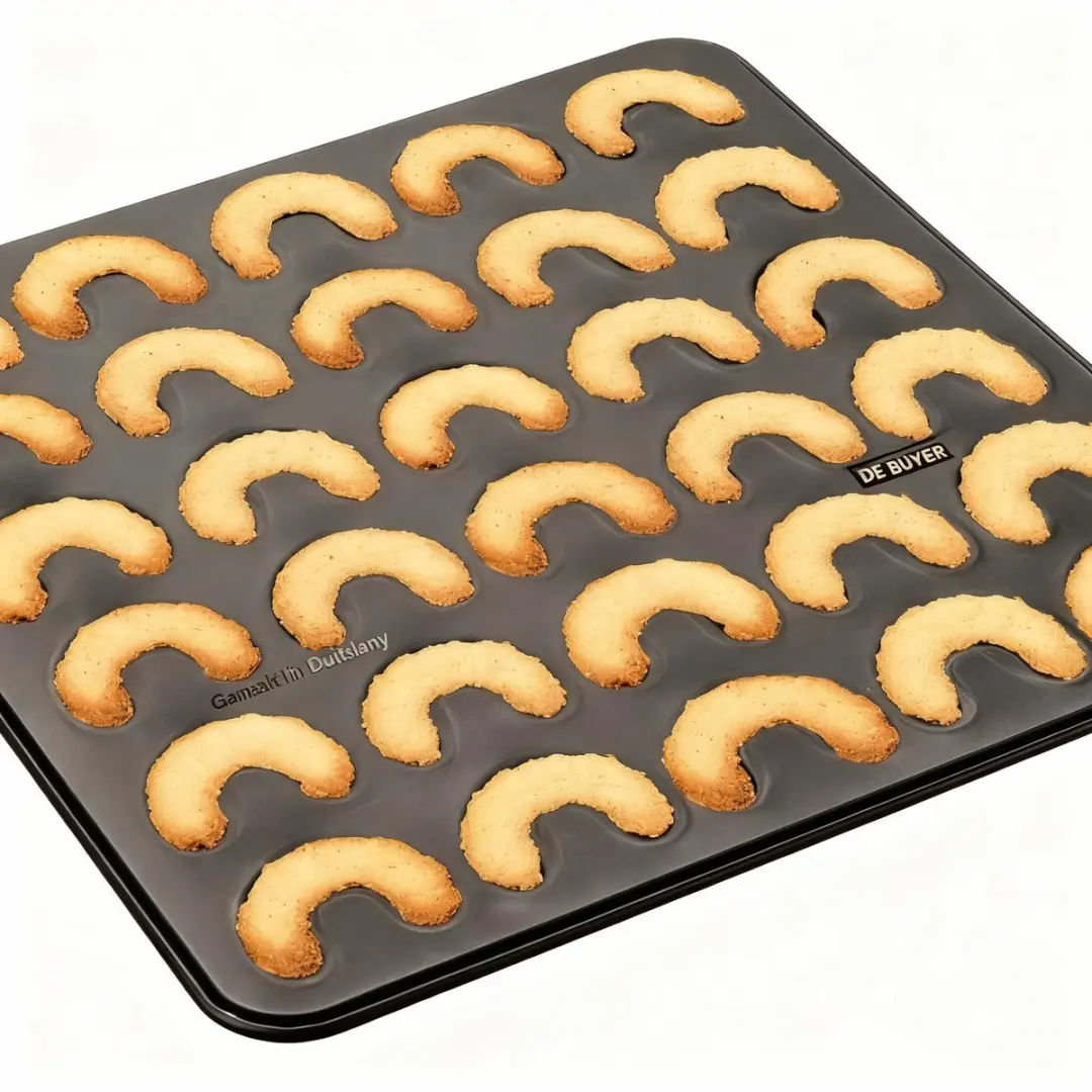 Zenker Special Creative Plaque 6001 - 30 Vanillecroissantvormpjes - Ø30,5cm - Zwart