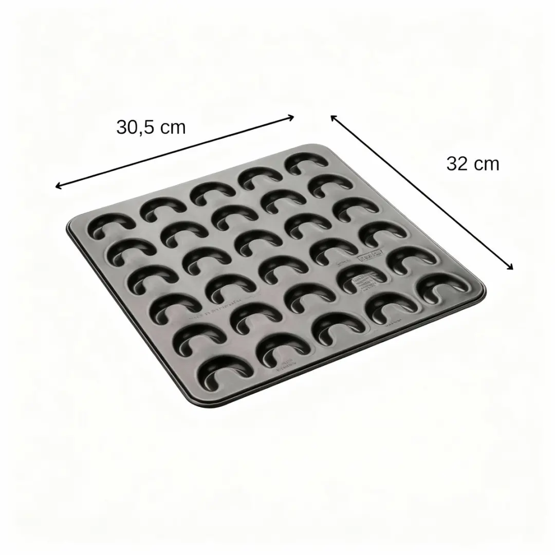 Zenker Special Creative Plaque 6001 - 30 Vanillecroissantvormpjes - Ø30,5cm - Zwart