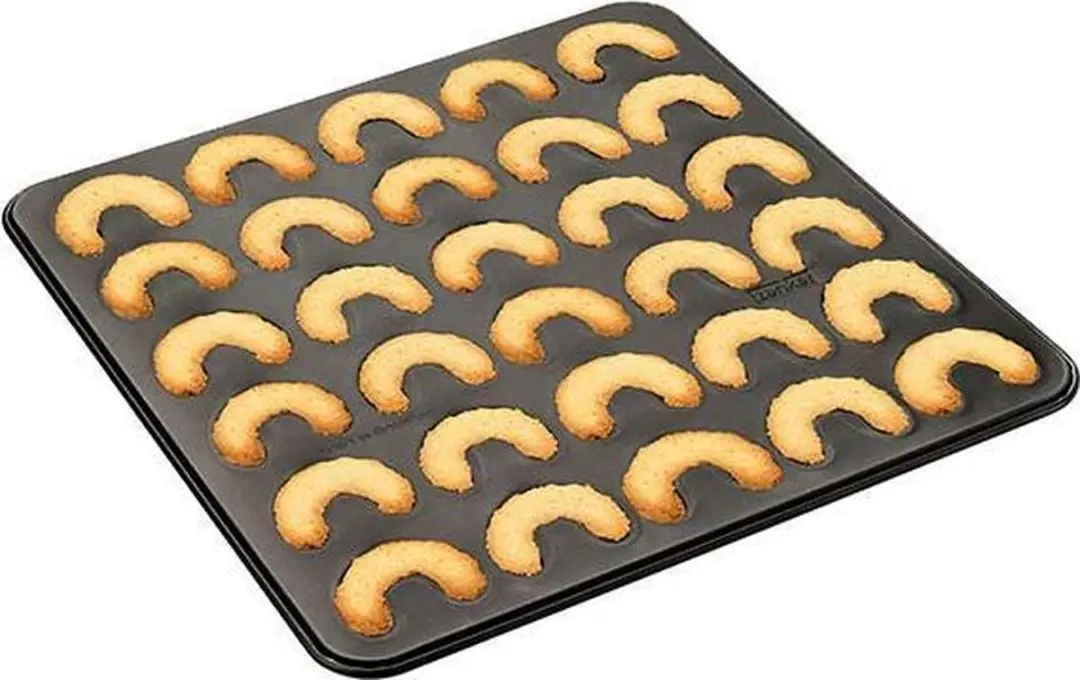 Zenker Special Creative Plaque 6001 - 30 Vanillecroissantvormpjes - Ø30,5cm - Zwart