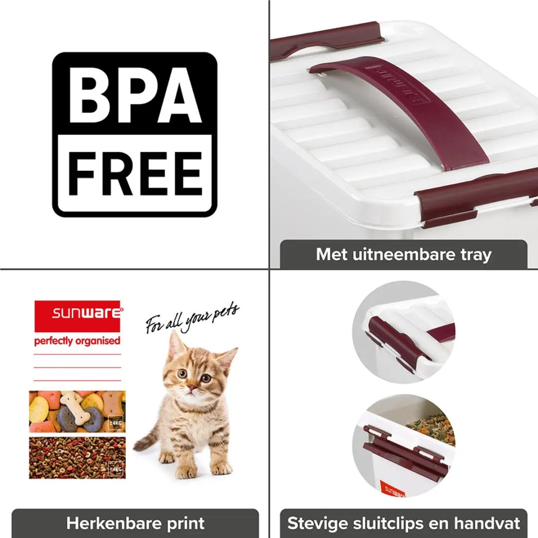 Sunware Q-line Huisdieren Opbergbox 15L - 40x30x18cm - Bordeaux - afbeelding 6 van 6