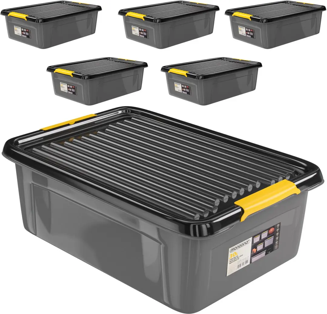 Monzana Opbergbox 30L Antraciet - Set van 6
