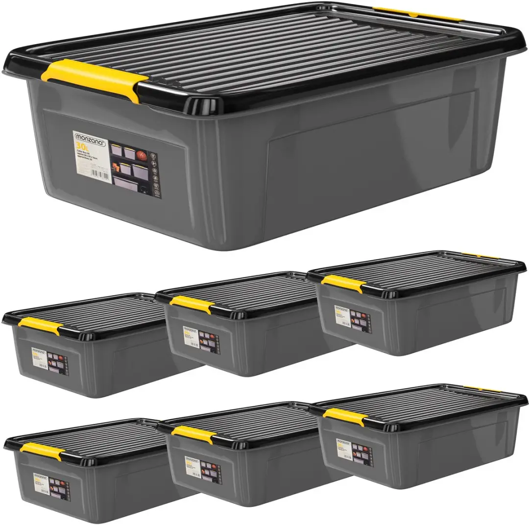 Monzana Opbergbox 30L Antraciet - Set van 6