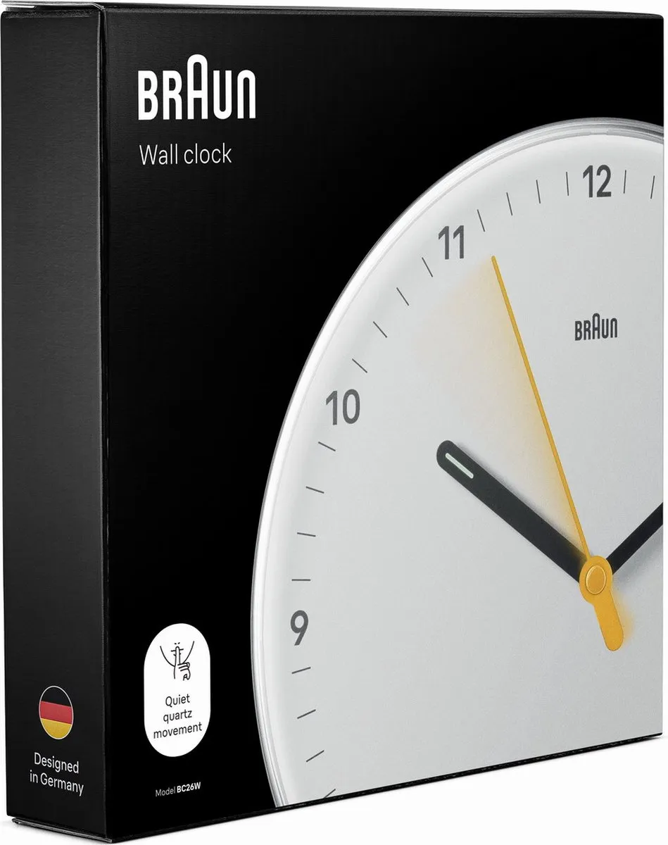 Braun BC26W Wandklok Wit - Analoog 23cm