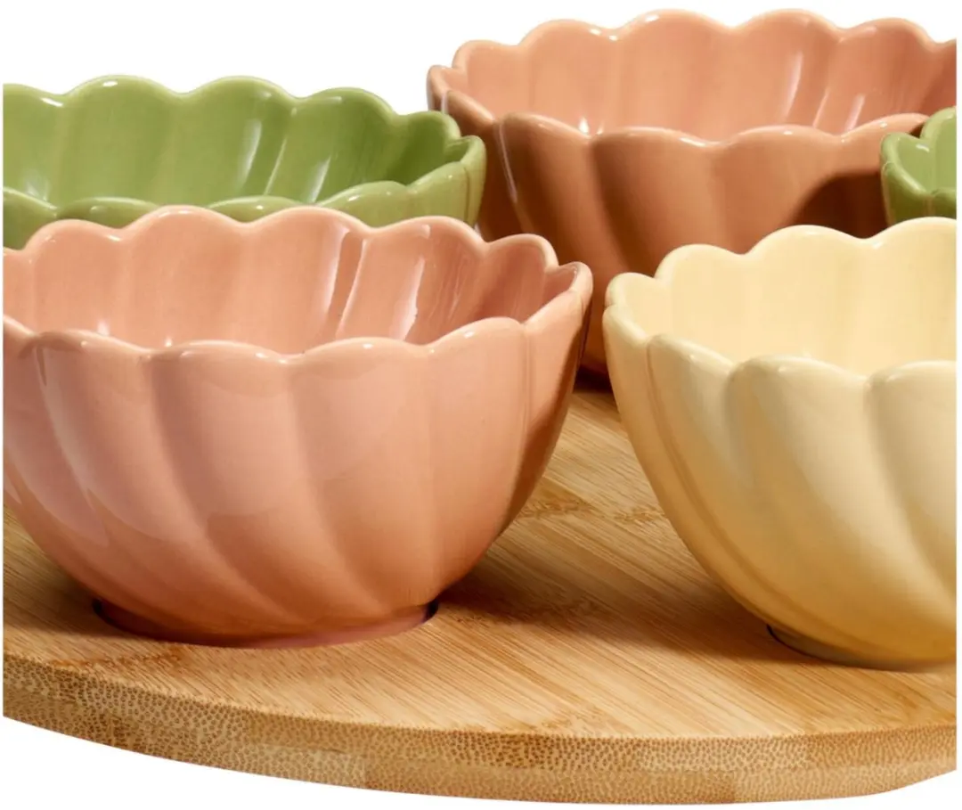 Excellent Houseware Borrelplank Bamboe 27cm - 5 Schaaltjes