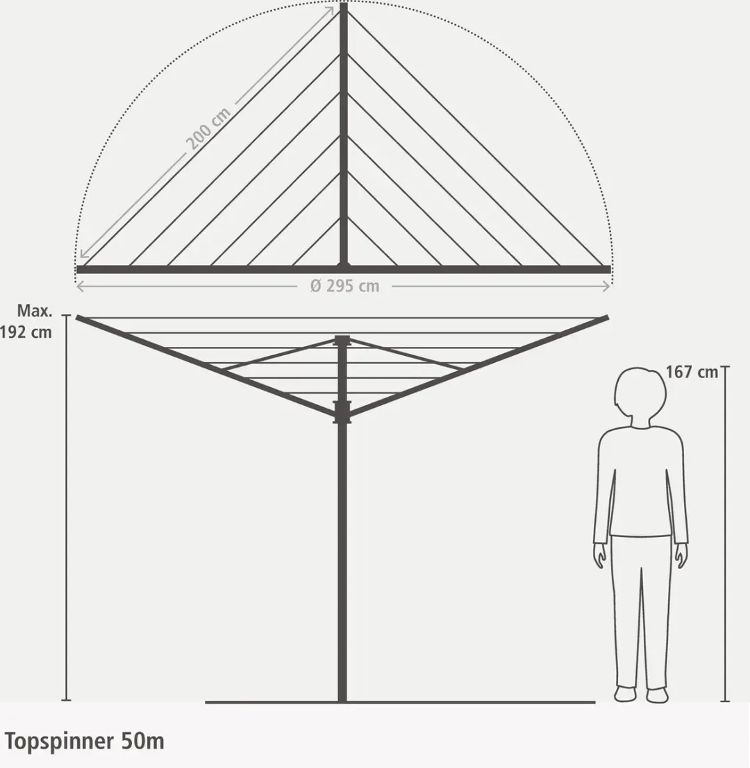 Brabantia Topspinner Droogmolen 50m - Anthracite