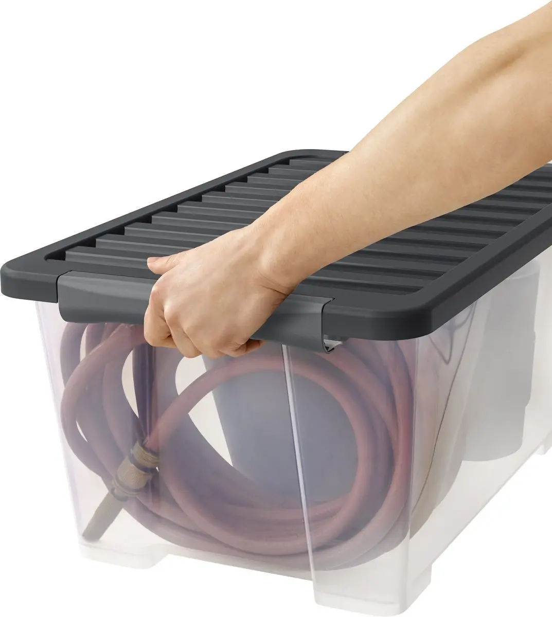 Rotho CORE Plus Opbergboxen - 4 Stuks 30L - Transparant/Antraciet