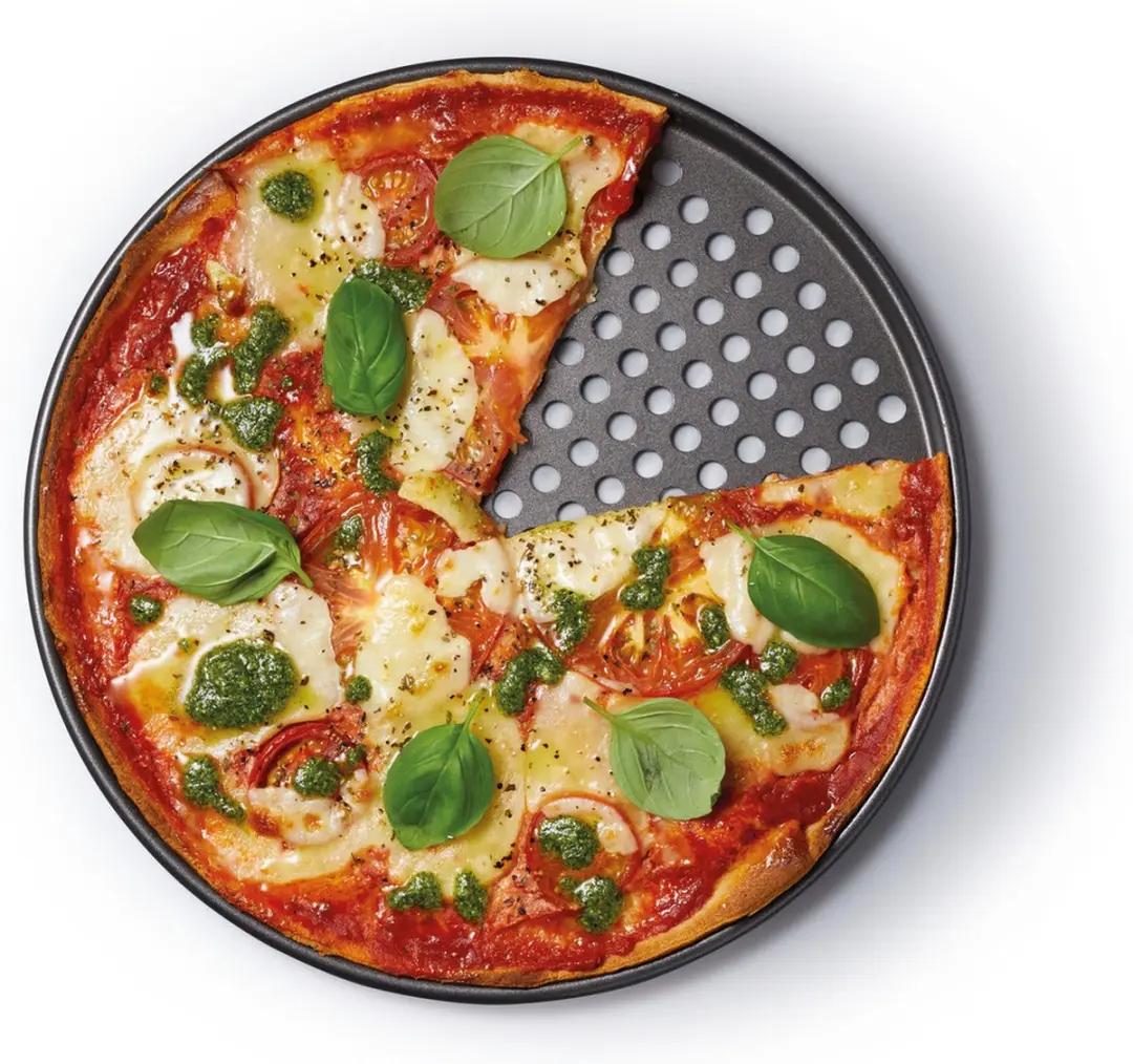 MasterClass Geperforeerde Pizza Tray 32cm - Koolstofstaal - Zwart