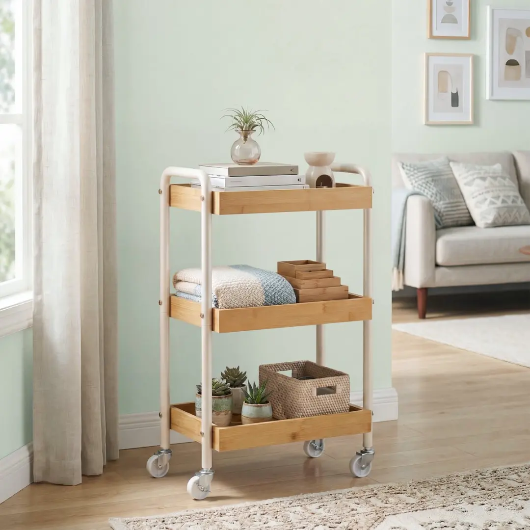 Songmics Serveerwagen met Handgrepen Beige
