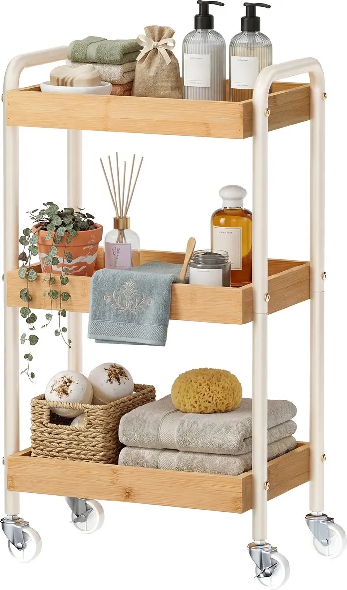Songmics Serveerwagen met Handgrepen Beige
