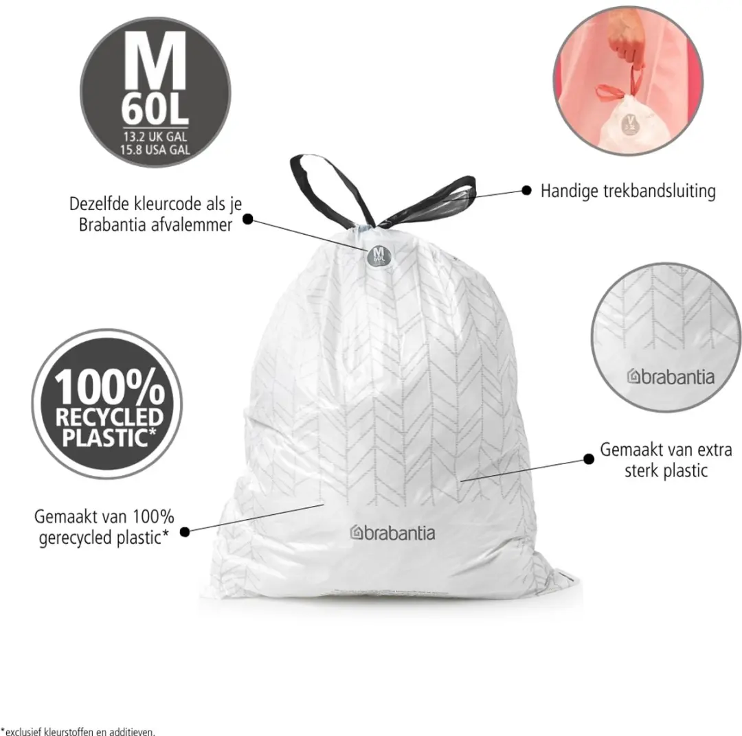 Brabantia PerfectFit Vuilniszakken 60L - 40 Stuks